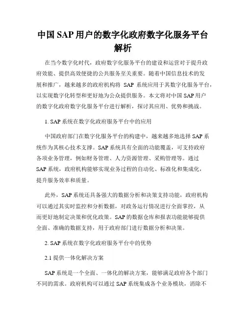 中国SAP用户的数字化政府数字化服务平台解析