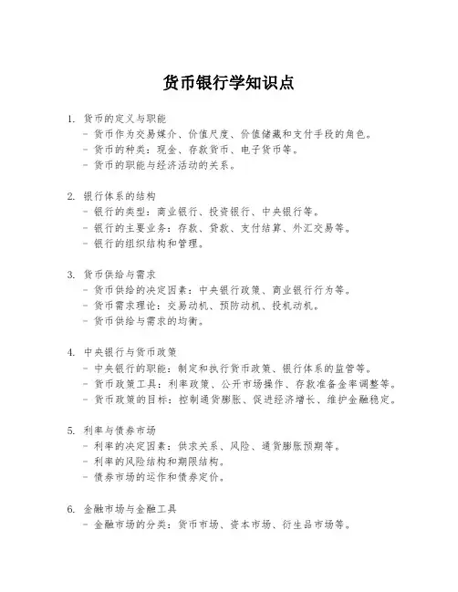 货币银行学知识点