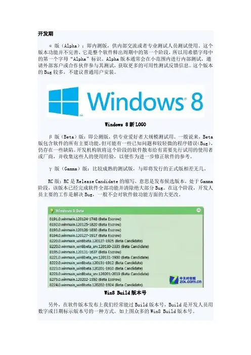 软件开发版本介绍