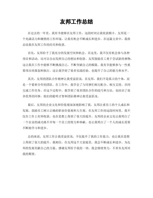 友邦工作总结
