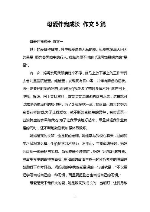 母爱伴我成长 作文5篇