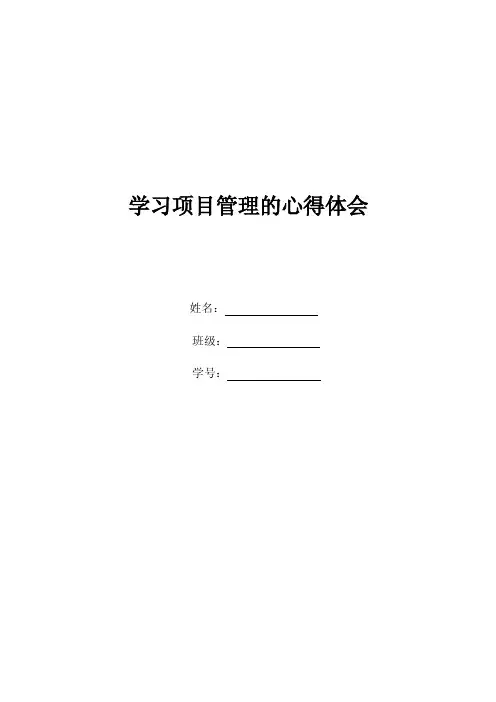 项目管理结课论文