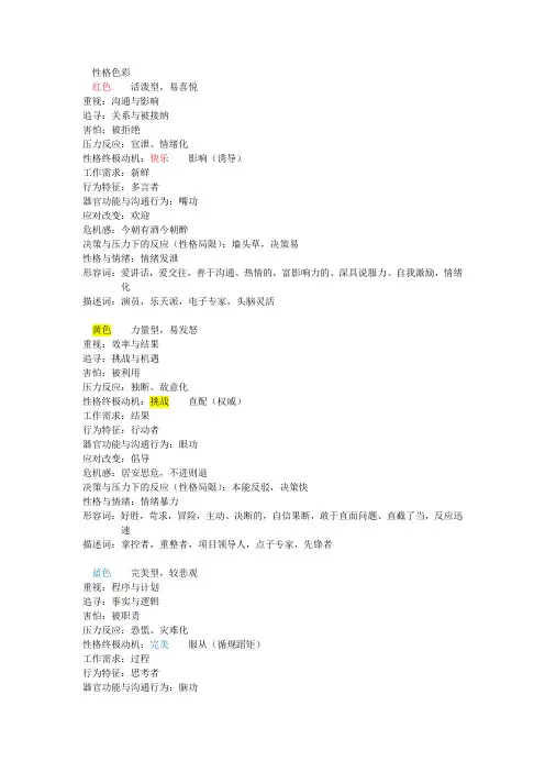 性格色彩特点及修炼