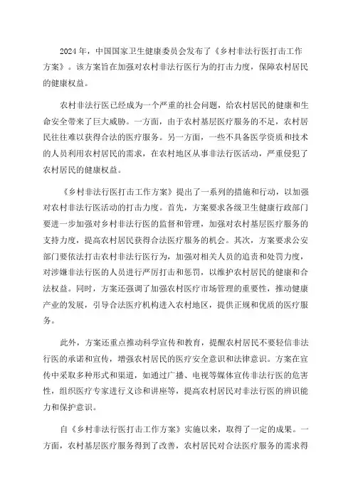 2024年打击农村非法行医工作方案