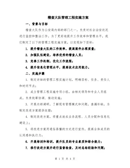 稽查大队管理工程实施方案