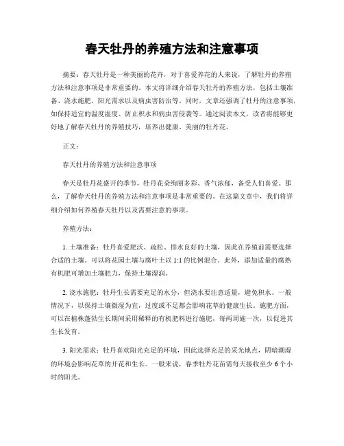 春天牡丹的养殖方法和注意事项