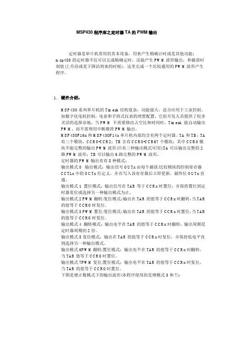 MSP430程序库之定时器TA的PWM输出