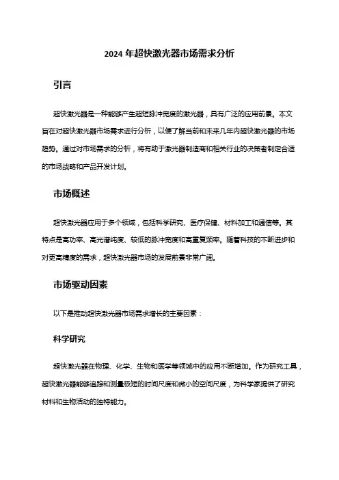 2024年超快激光器市场需求分析