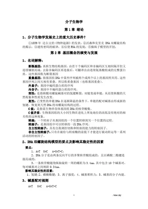 分子生物学总复习