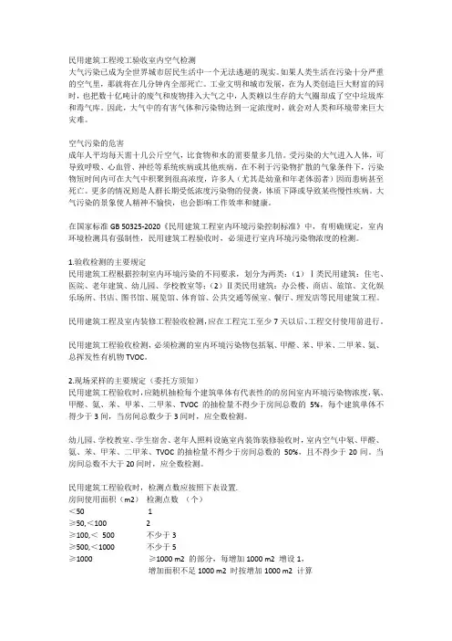 民用建筑工程竣工验收室内空气检测