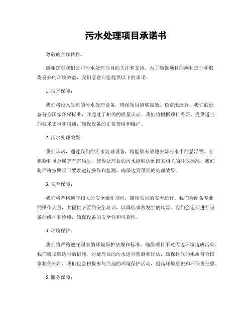 污水处理项目承诺书