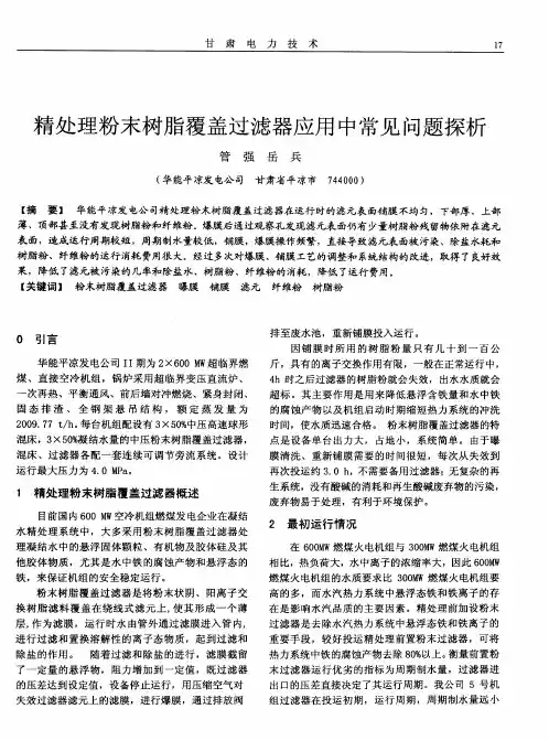 精处理粉末树脂覆盖过滤器应用中常见问题探析