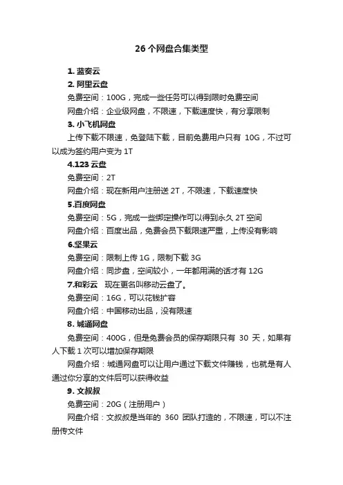 26个网盘合集类型