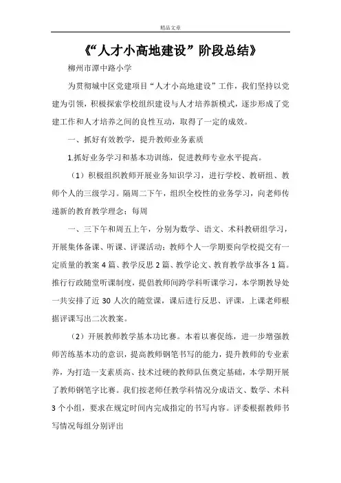 《“人才小高地建设”阶段总结》