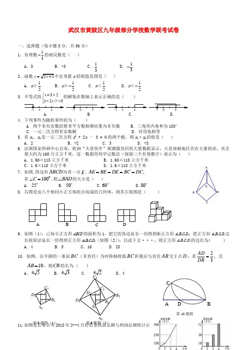 最新-湖北省黄陂区2018年中考模拟试卷 人教新课标版 精品