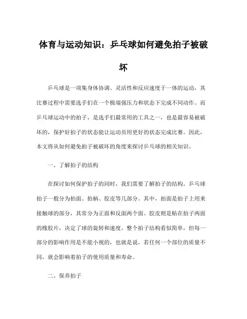 体育与运动知识：乒乓球如何避免拍子被破坏