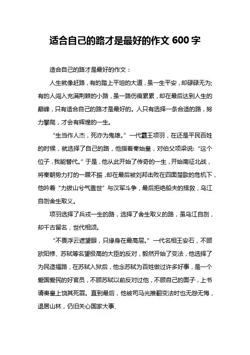 适合自己的路才是最好的作文600字