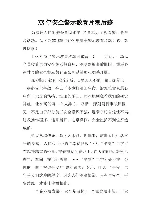 XX年安全警示教育片观后感
