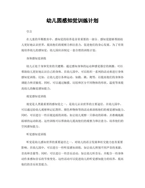 幼儿园感知觉训练计划