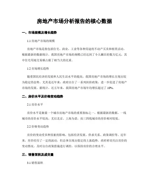 房地产市场分析报告的核心数据