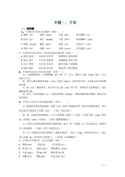 2020中考语文专题训练：字音【含答案解析】