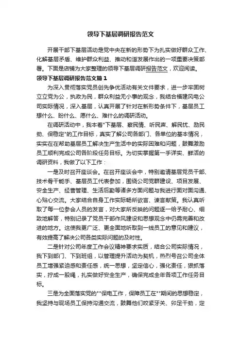 领导下基层调研报告范文