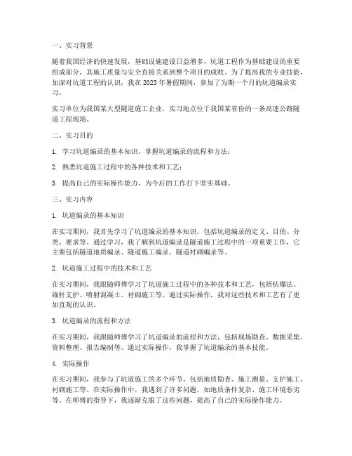 坑道编录实习报告