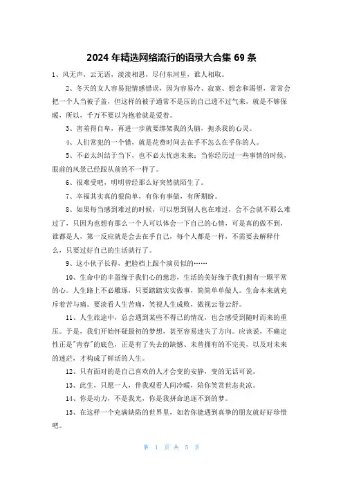 2024年精选网络流行的语录大合集69条