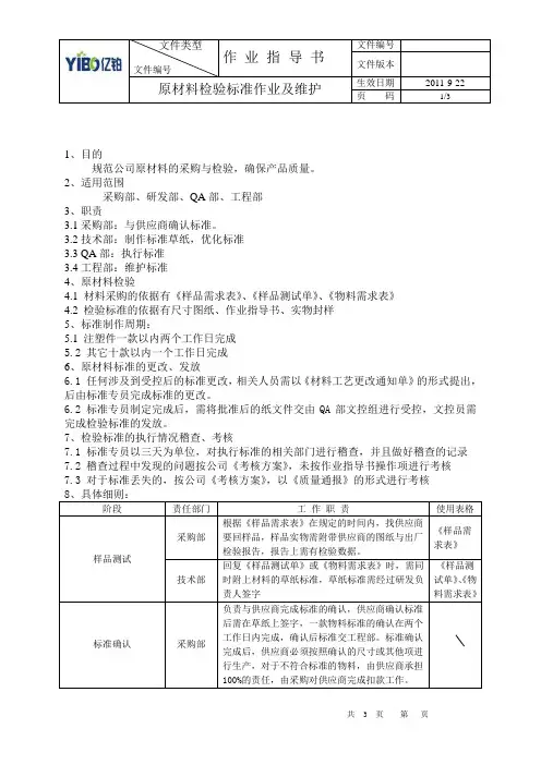 (原材料)进货检验规程2