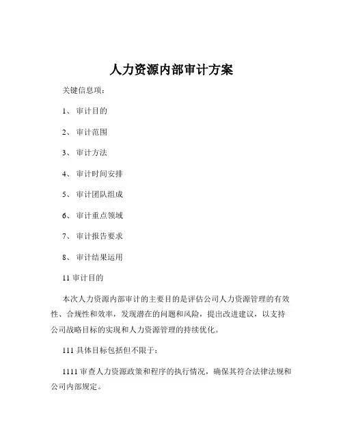 人力资源内部审计方案