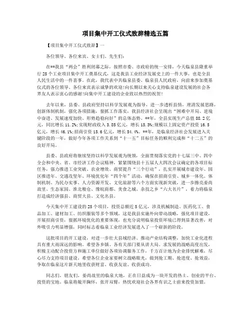 项目集中开工仪式致辞精选五篇