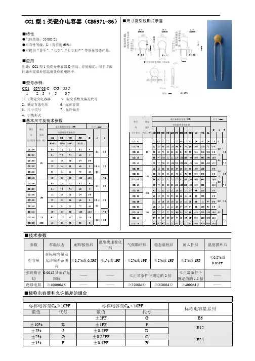 CC1型1类瓷介电容器(GB5971-86) - POLY ASIA …