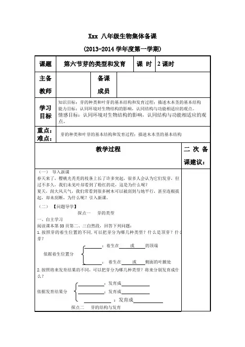 芽的类型和发育