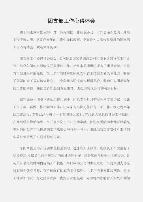 (工作心得体会)团支部工作心得体会