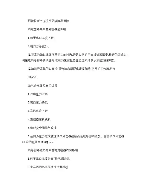 阿特拉斯空压机常见故障及排除.