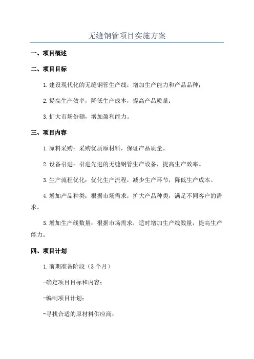 无缝钢管项目实施方案