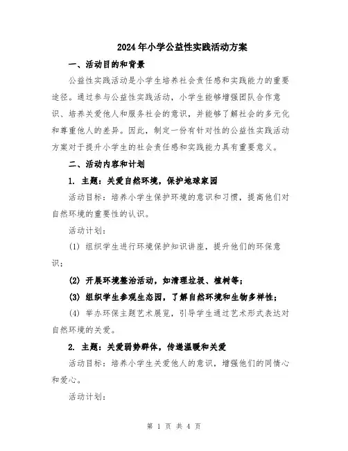 2024年小学公益性实践活动方案