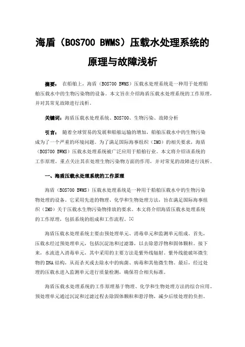 海盾（BOS700BWMS）压载水处理系统的原理与故障浅析