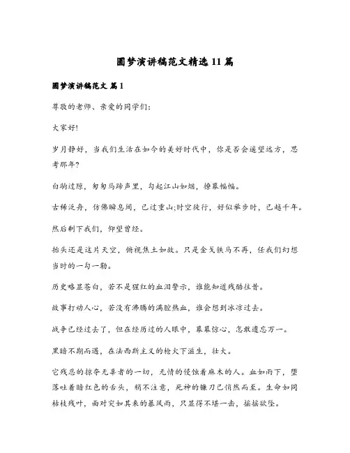 圆梦演讲稿范文精选11篇