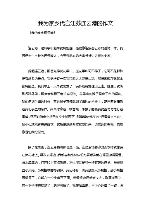 我为家乡代言江苏连云港的作文
