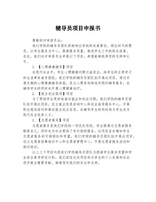 辅导员项目申报书