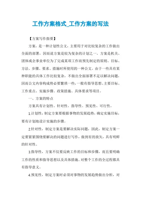 工作方案格式_工作方案的写法