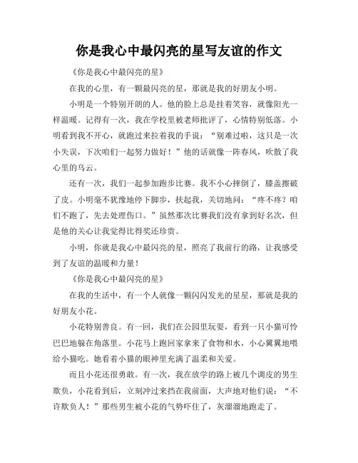 你是我心中最闪亮的星写友谊的作文