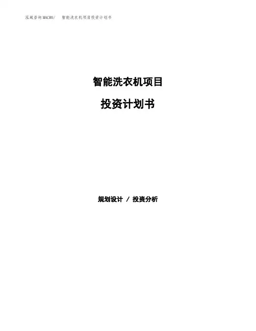 智能洗衣机项目投资计划书范本参考