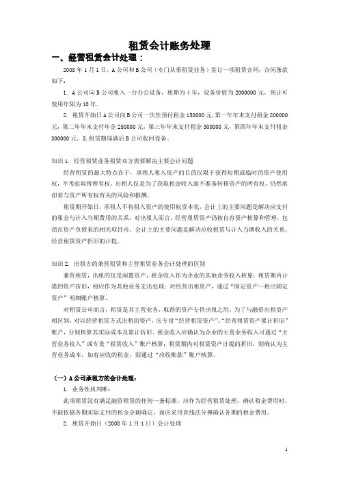 租赁会计账务处理汇总