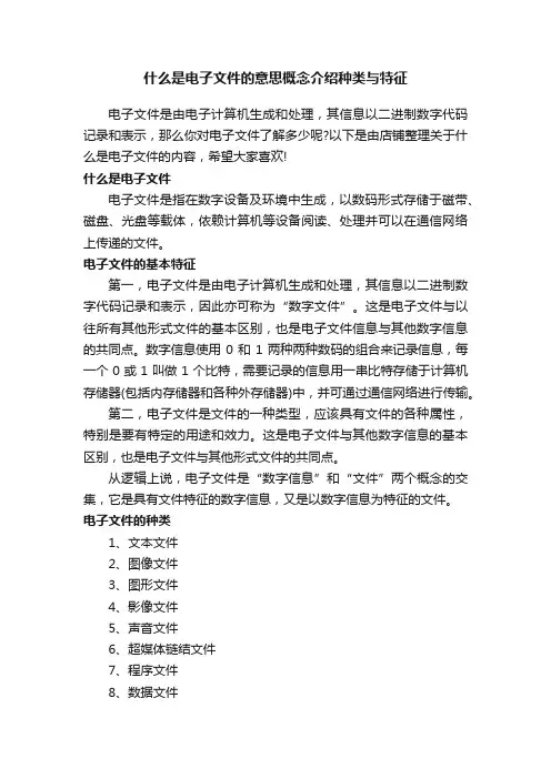 什么是电子文件的意思概念介绍种类与特征