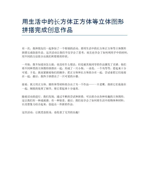 用生活中的长方体正方体等立体图形拼搭完成创意作品