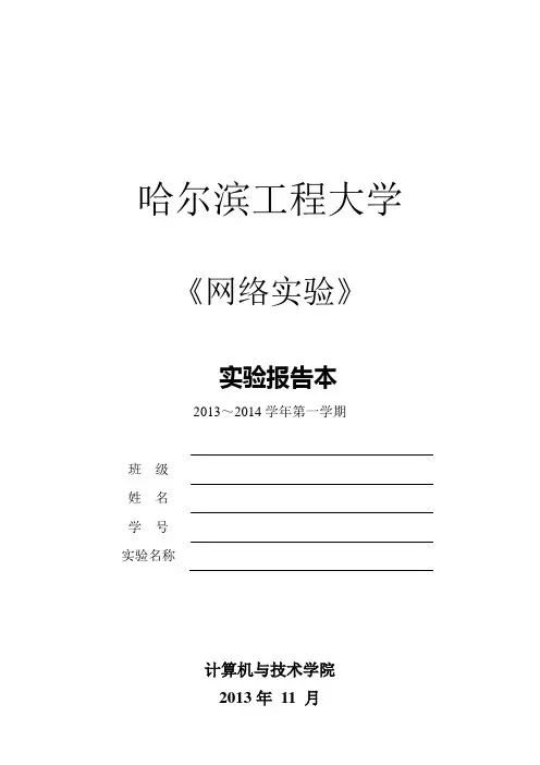 计算机网络实验路由器配置实验(哈工程)
