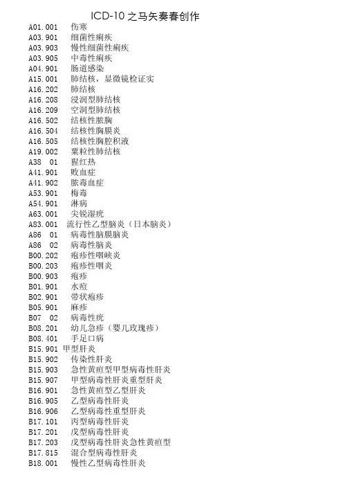 疾病诊断ICD-10大全