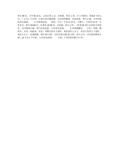 男科方剂——睾丸疼痛秘方